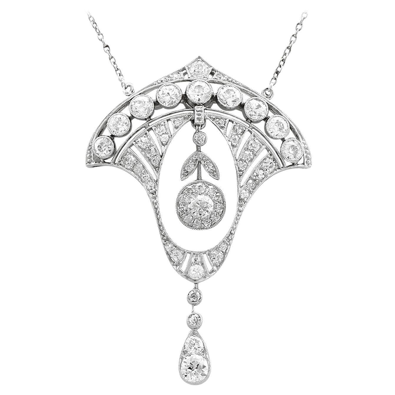 Antique Art Deco 2.86 Carat Diamond and Platinum Necklace, circa 1930