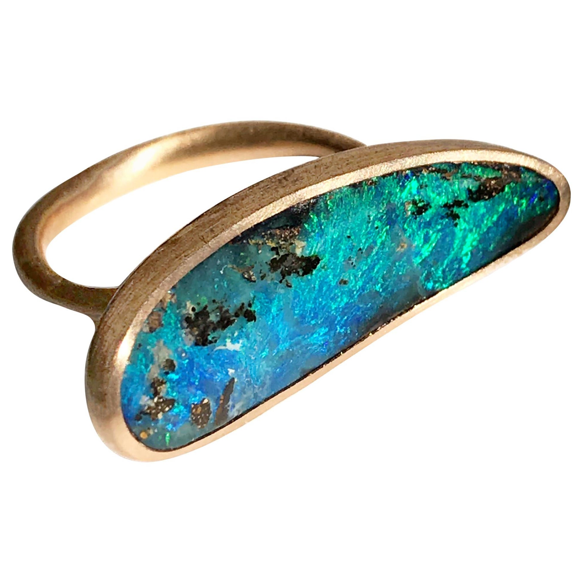 Dalben Sehr langer Boulder-Opal-Ring aus Roségold im Angebot