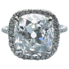 4.88 Carat GIA Cert Old Mine Diamond Platinum Brilliant Frame Ring 4