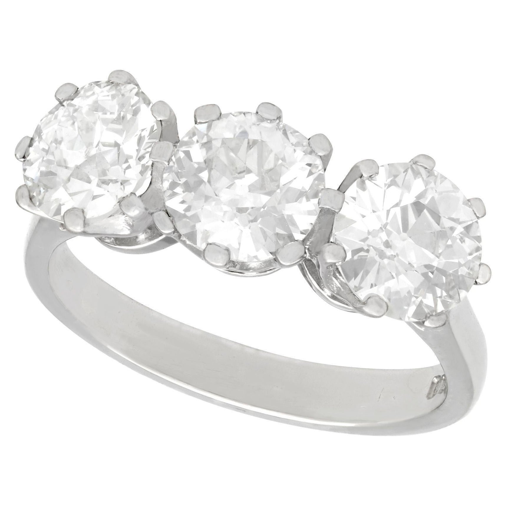 GIA Certified 3.09 Carat Diamond and Platinum Trilogy Ring