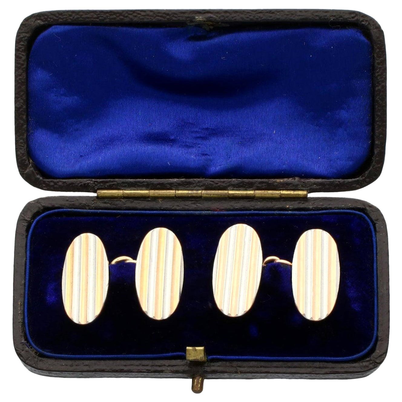 Antique Yellow Gold and Platinum Cufflinks, circa 1910 For Sale