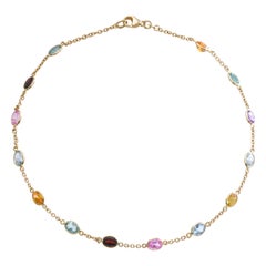 Saphir Aquamarin Spinell Gold Kette Halskette