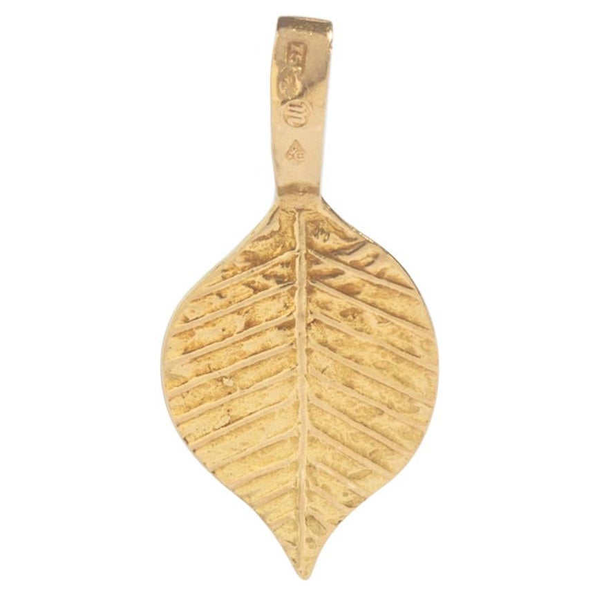 Ägyptisches Revival Blatt-Gelbgold-Anhänger-Anhänger-Anhänger aus 18 Karat
