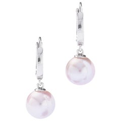 Cultured Pearl on White Gold 18 Karat Earclips