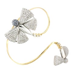Bracelet jonc moderne en or jaune et blanc 18 carats avec tanzanite et diamants blancs