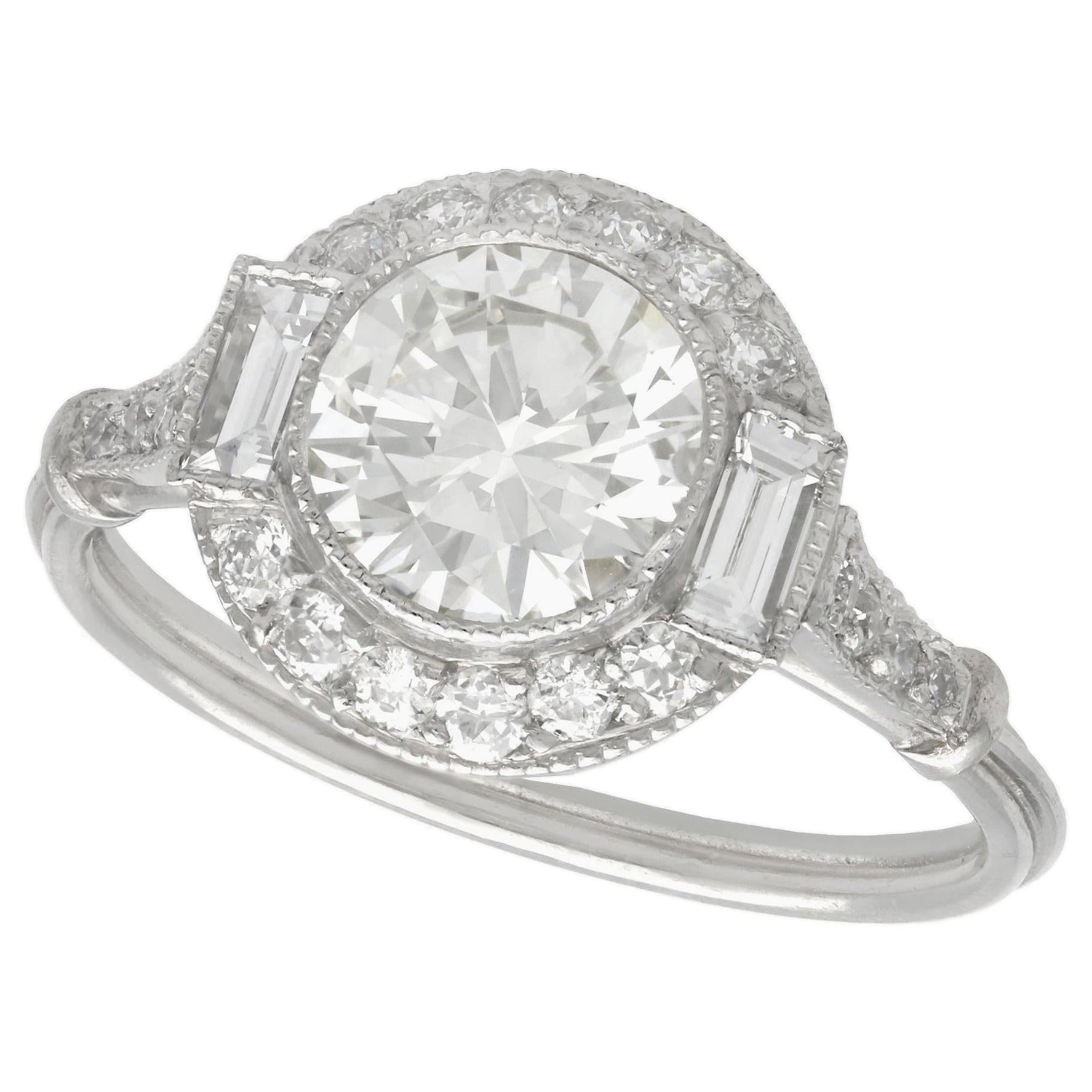 1.82 Carat Oval Trilogy Platinum Engagement Ring For Sale at 1stDibs