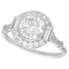 1.82 Carat Diamond and Platinum Halo Engagement Ring