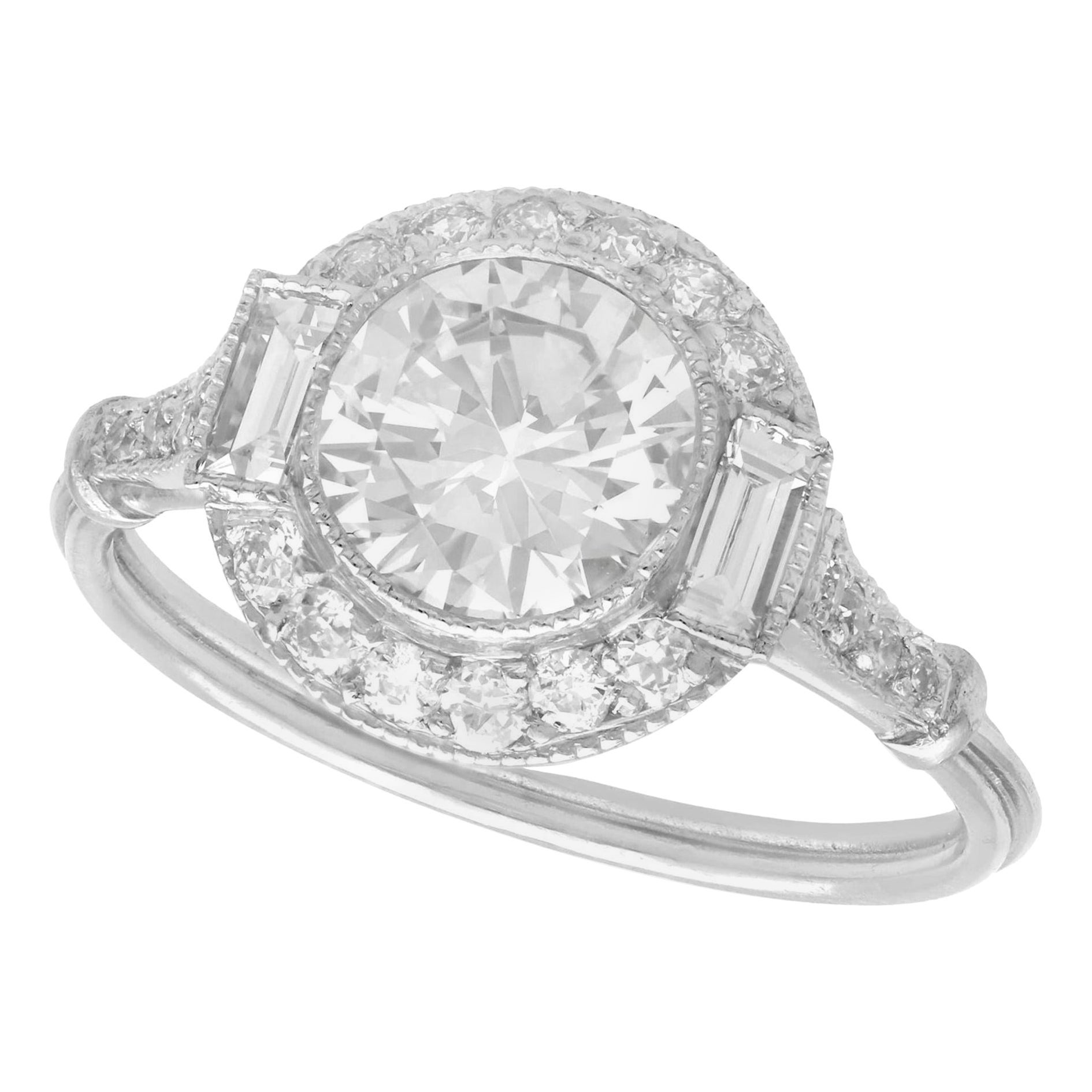 1.82 Carat Diamond and Platinum Halo Engagement Ring
