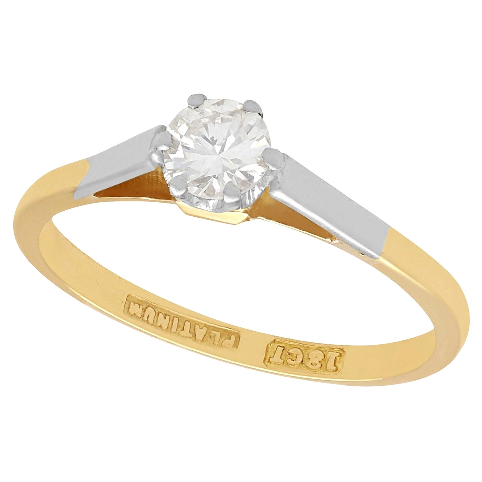 Vintage Diamond and Yellow Gold Solitaire Engagement Ring, Circa 1950