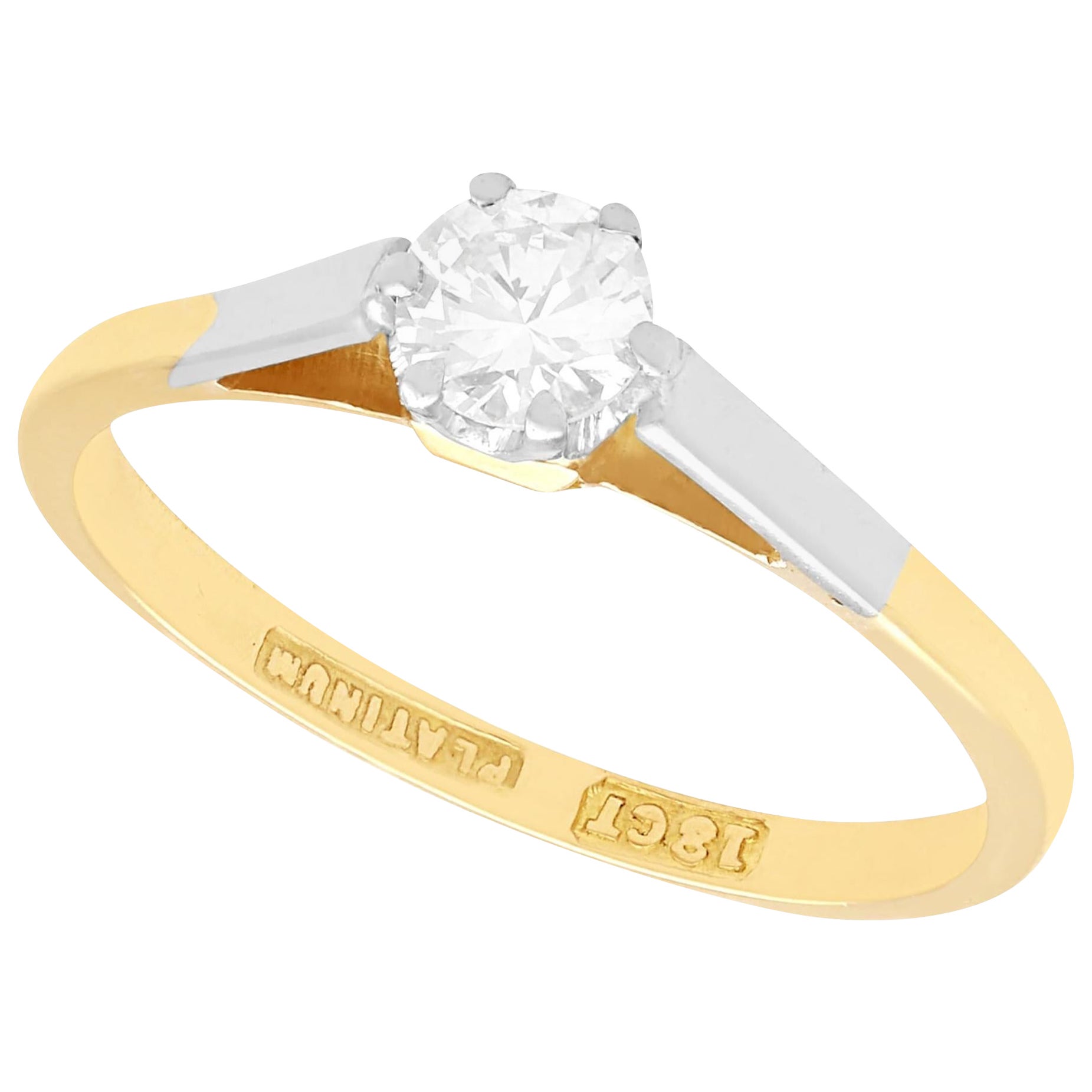 Vintage Diamond and Yellow Gold Solitaire Engagement Ring