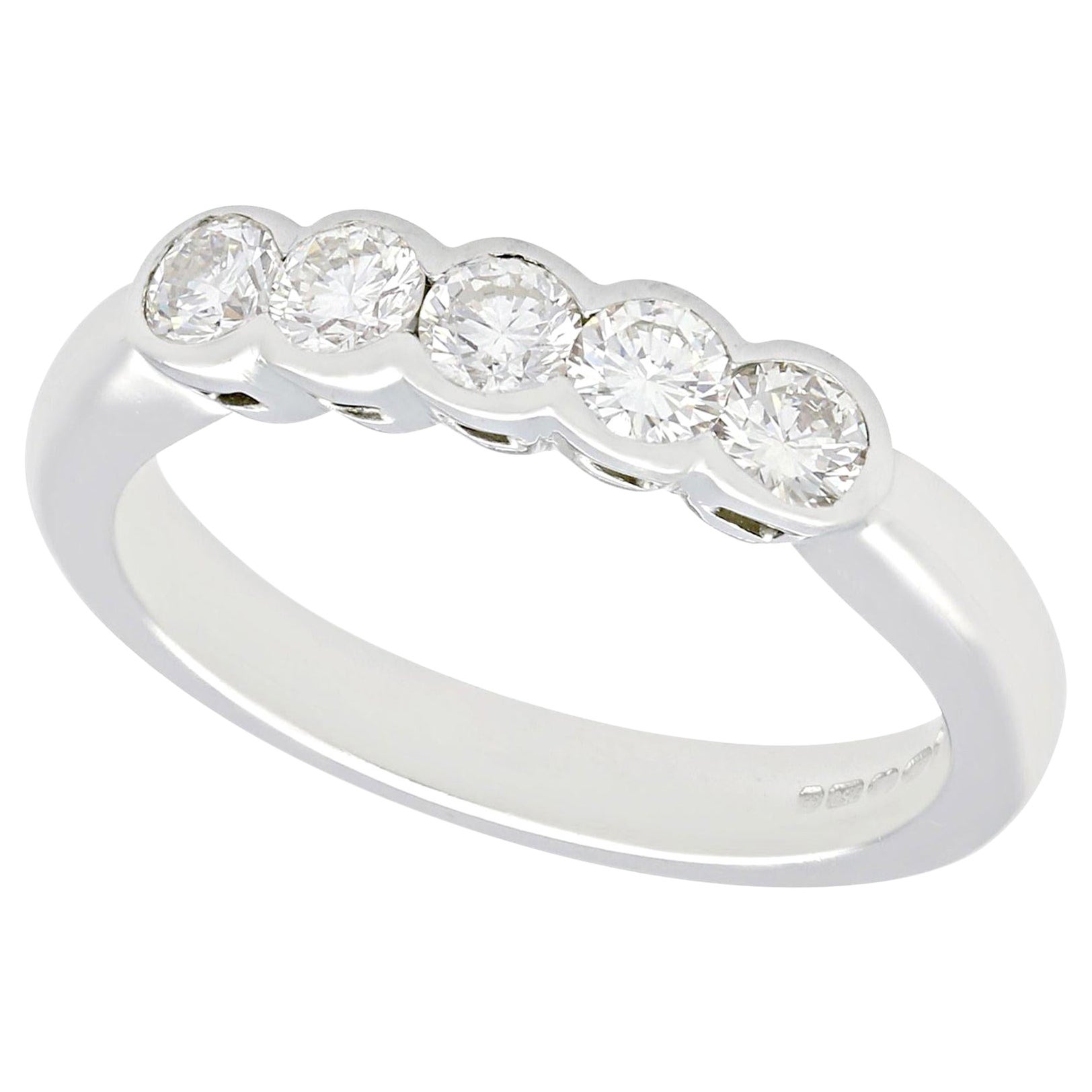 Diamond and White Gold Five Stone Ring For Sale
