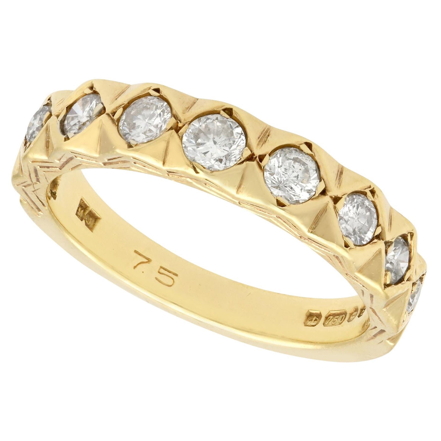 Diamond Yellow Gold Half Eternity Engagement Ring