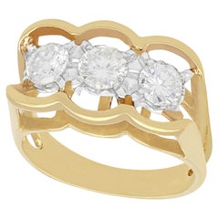 1990s Diamond Yellow Gold Three-Stone Cocktail Ring