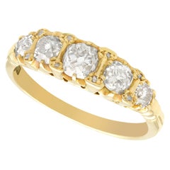 Antique 1.78 Carat Diamond and Yellow Gold Five-Stone Ring