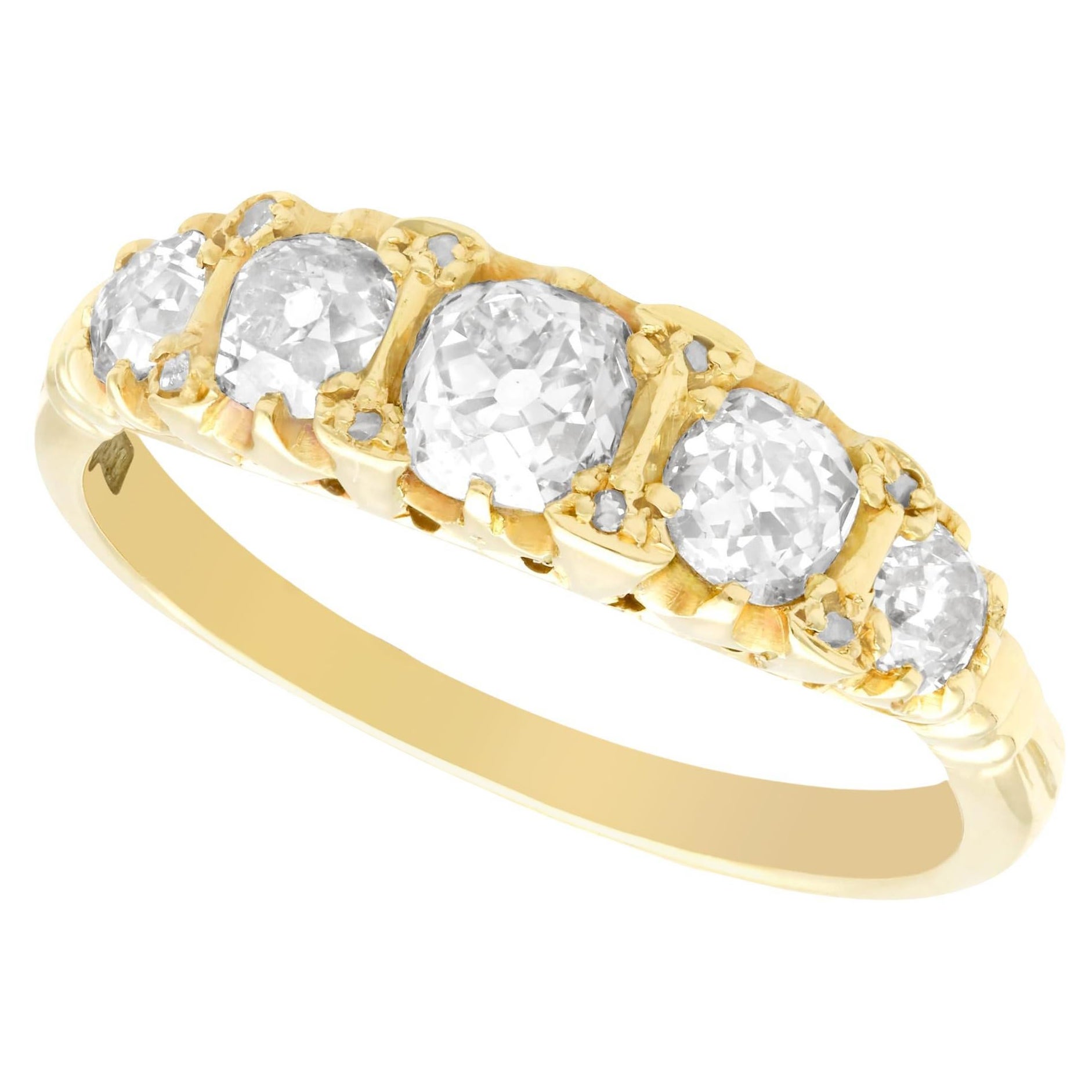 Victorian 1.78 Carat Diamond and Yellow Gold Five-Stone Ring