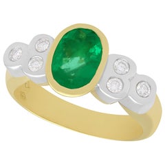 1.43 Carat Emerald and Diamond Yellow Gold Cocktail Ring