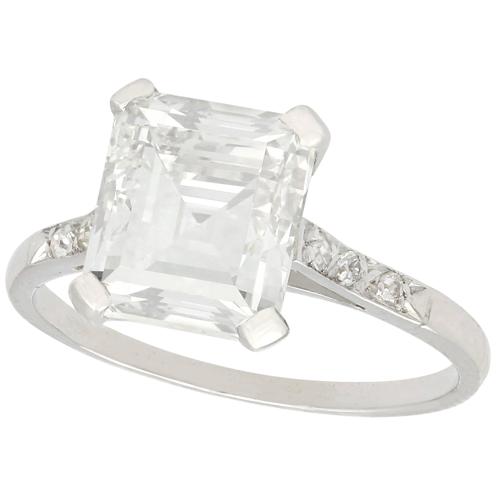 GIA Certified 1930s 2.84 Carat Diamond and Platinum Solitaire Ring
