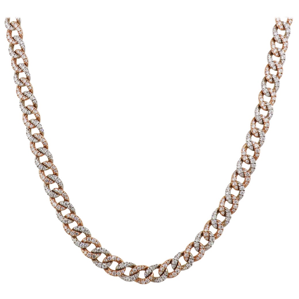 Men's Yellow Gold Diamond Cuban Link Necklace For Sale at 1stDibs