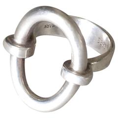Retro Hans Hansen Sterling Silver Modernist Oval Ring