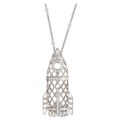 Sybarite Jewellery Rocket Pendant Necklace 3.09 Carat Diamond 18 Karat Gold