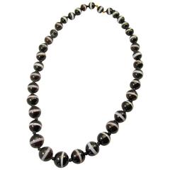 Antique Banded Agate Bead Necklace