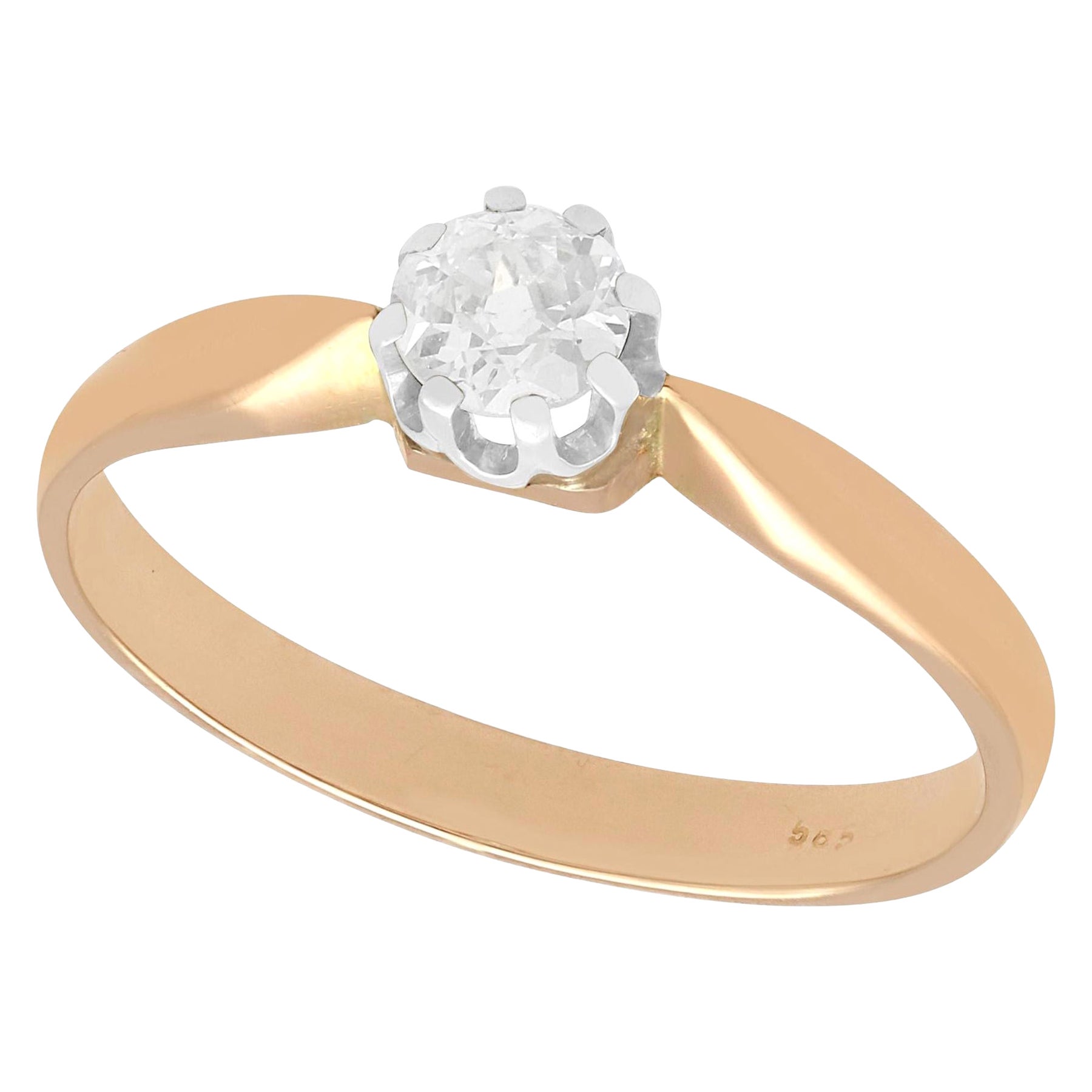 1910er Jahre Verlobungsring aus Diamant und Roségold mit Solitär im Angebot