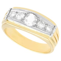 Anillo de cóctel de oro blanco con diamantes y oro amarillo de los años 50