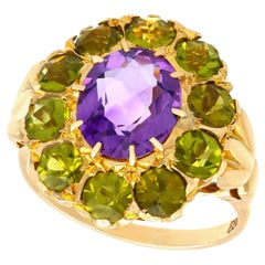 2,41 Karat Amethyst und 2,56 Karat Peridot Gelbgold Cocktail-Ring Circa 1890