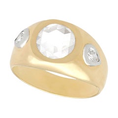 Vintage 1950s French 1.45 Carat Diamond and Yellow Gold Cocktail Ring