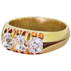 Antique Victorian 1.50 Carat Old Cut Diamond Gold Trilogy Ring