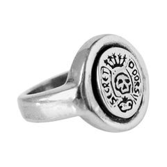 Crest Signet Skull Ring Silver Memento Mori Style J Dauphin