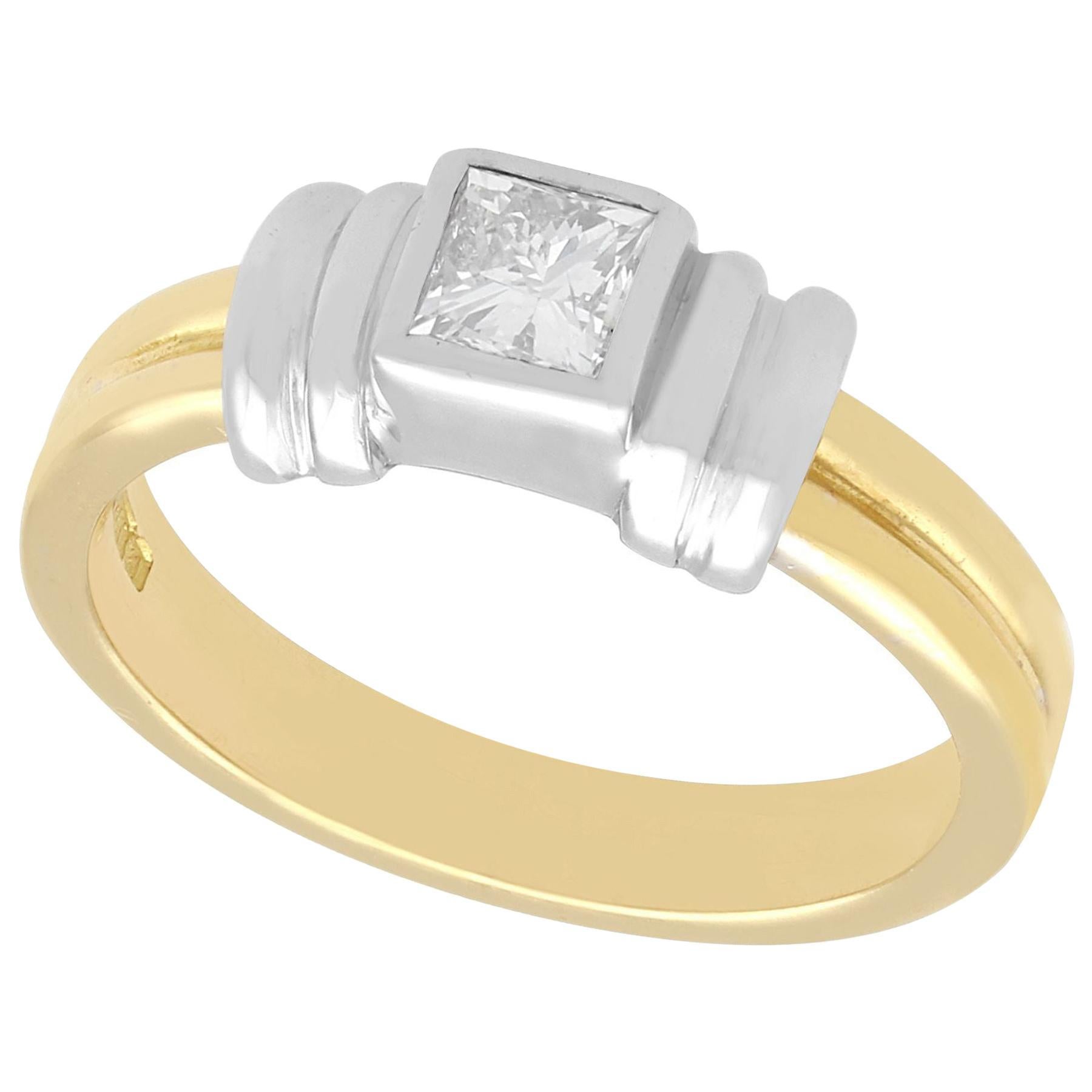 Art Deco Style Diamond and Gold Solitaire Ring For Sale