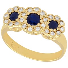 1980s Sapphire and Diamond Yellow Gold Cocktail Ring