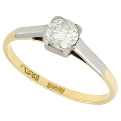 Antique 1930s Diamond and Yellow Gold Solitaire Ring