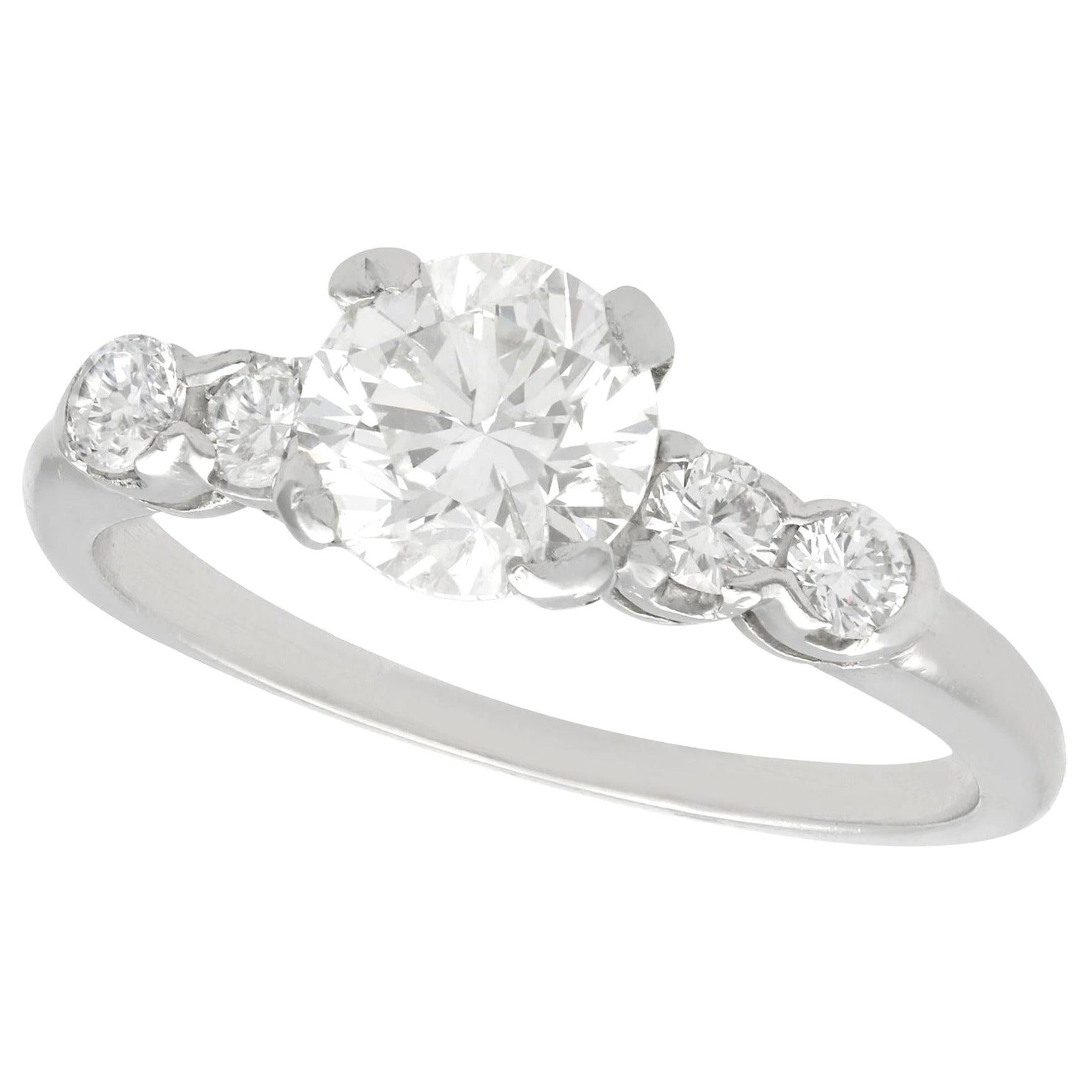 Vintage 1970s 1.21 Carat Diamond and Platinum Engagement Ring