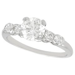Retro 1970s 1.21 Carat Diamond and Platinum Engagement Ring
