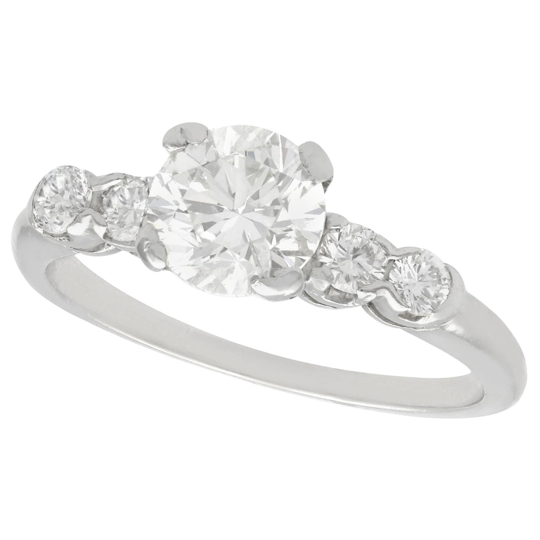 Vintage 1970s 1.21 Carat Diamond and Platinum Engagement Ring