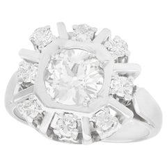 Antique and Vintage 2.33 Carat Diamond and White Gold Cocktail Ring