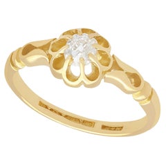 Antique Diamond 18K Yellow Gold Solitaire Engagement Ring