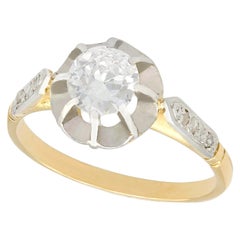 Antique 1920s, Diamond and Yellow Gold Solitaire Engagement Ring
