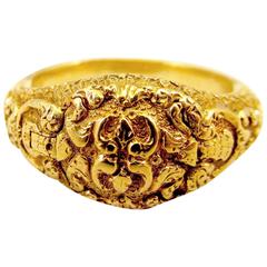 Antique Gold Memorial Ring Caroline of Brunswick Wife of George IV