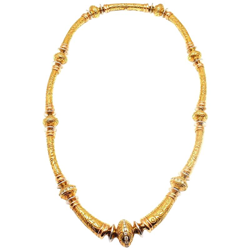 SeidenGang Diamond Laurel Yellow Gold Necklace