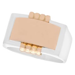1930er Jahre Antiker Art Deco Herrenring aus Weißgold und Roségold