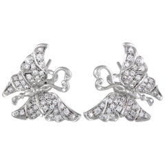 Carrera y Carrera 18K White Gold and 0.70 ct Diamond Butterfly Earrings