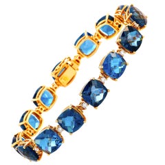 Roxa 18K Rose Gold 0.93 ct Diamond and Royal Blue Topaz Bracelet