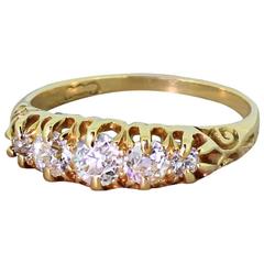 Victorian 0.65 Carat Old Cut Diamond Gold Five Stone Ring