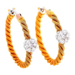 Oro Trend 18K Rose Gold 0.46 ct Diamond Hoop Earrings