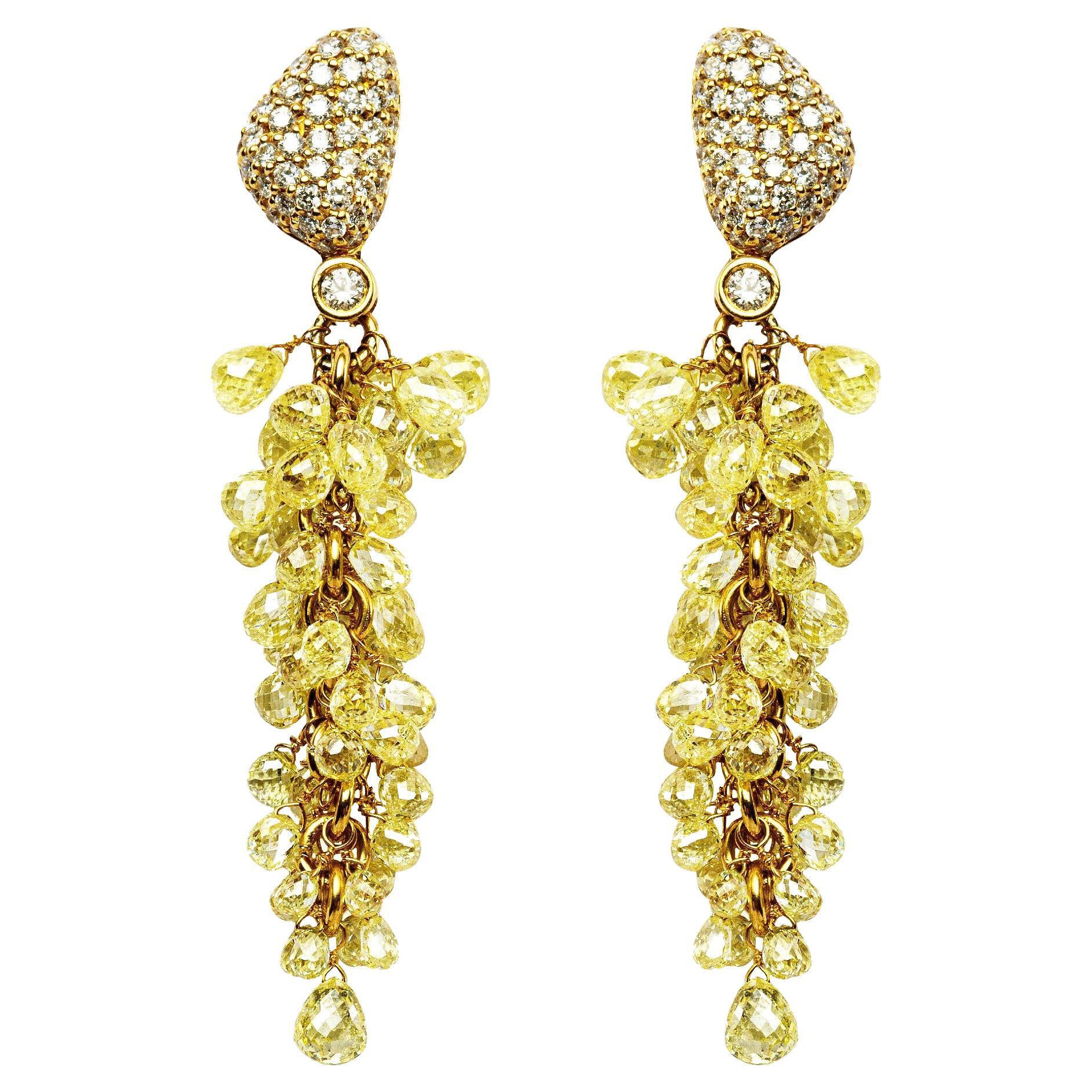 Alex Jona Diamond 18 Karat Yellow Gold Cluster Earrings