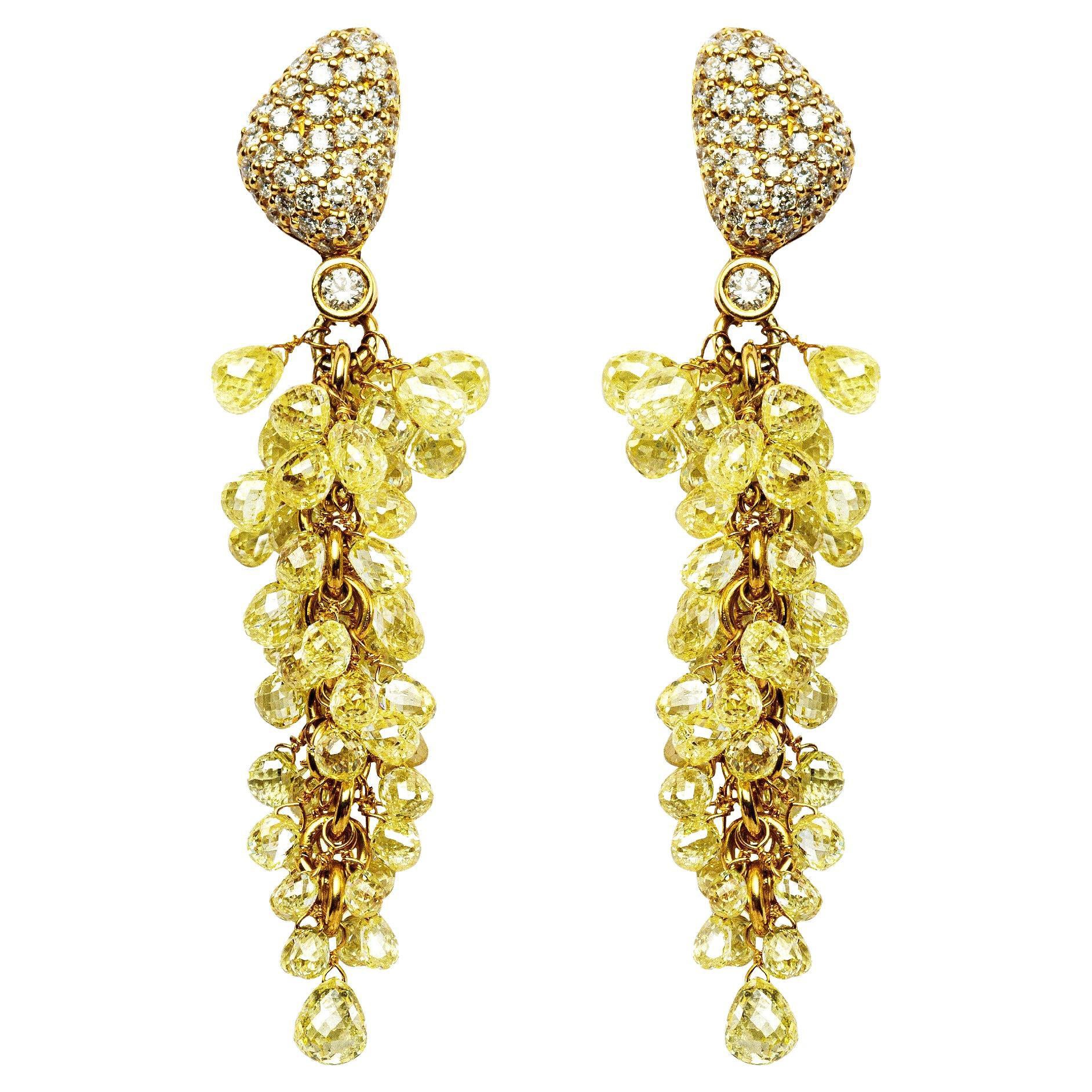 Alex Jona, boucles d'oreilles grappe en or jaune 18 carats et diamants en vente