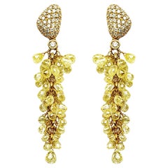 Alex Jona Diamond 18 Karat Yellow Gold Cluster Earrings